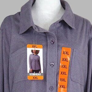 NWT 32 Degree Heat Women's Purple Long-Sleeve Button-Up Top Size XXL (C2105)